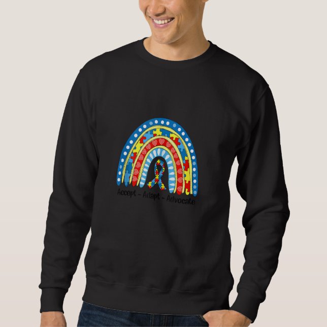 Autism Mum Rainbow Accept Adapt Advocate Autism Aw Sweatshirt (Front)