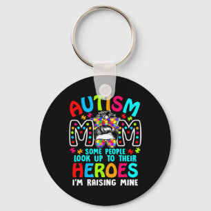 Autism Mum Raising A Hero Puzzle Piece Support Kid Key Ring