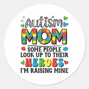 Autism Mum Raising Hero Groovy Autism Awareness Classic Round Sticker