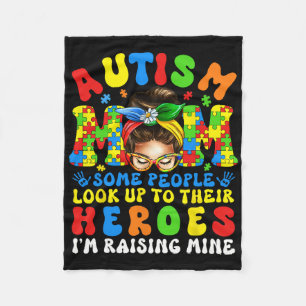 Autism Mum Raising Hero Groovy Autism Awareness Me Fleece Blanket
