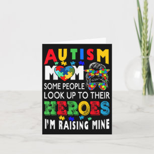 Autism Mum Raising Hero Groovy Messy Bun Autism Aw Card