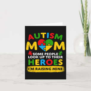 Autism Mum Raising Hero Groovy Messy Bun Autism Aw Card