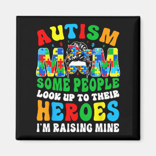 Autism Mum Raising Hero Groovy Messy Bun Autism Aw Magnet