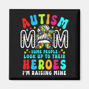 Autism Mum Raising Hero Groovy Messy Bun Autism Aw Magnet