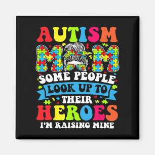 Autism Mum Raising Hero Groovy Messy Bun Autism Aw Magnet