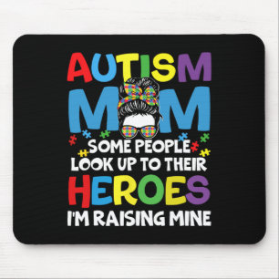 Autism Mum Raising Hero Groovy Messy Bun Autism Aw Mouse Pad