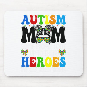 Autism Mum Raising Hero Groovy Messy Bun Autism Aw Mouse Pad