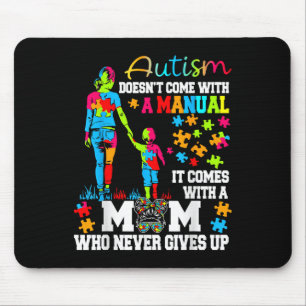 Autism Mum Raising Hero Groovy Messy Bun Autism Aw Mouse Pad