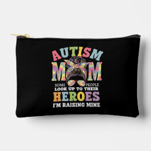 Autism Mum Raising Hero Messy Bun Autistic Accessory Pouch