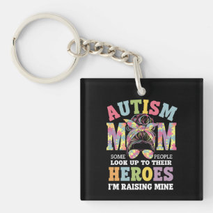 Autism Mum Raising Hero Messy Bun Autistic Key Ring