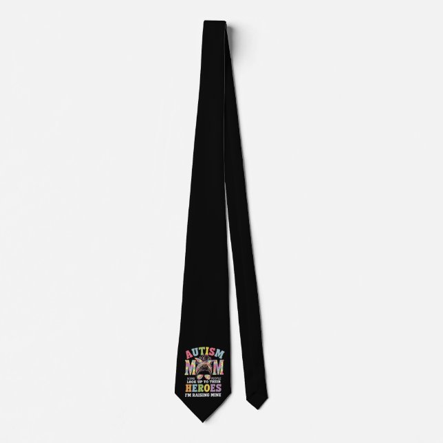 Autism Mum Raising Hero Messy Bun Autistic Tie (Front)