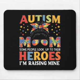 Autism Mum Raising Hero Messy Bun Groovy Autism Aw Mouse Pad
