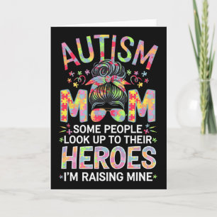 Autism Mum Raising Hero Puzzle Piece Art Autism Aw Card