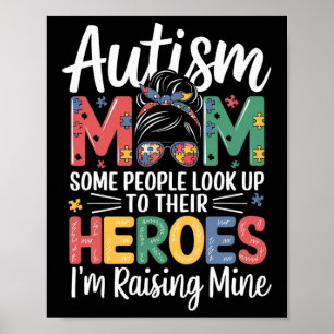 Autism Mum Raising Hero Puzzle Piece Design Autism Poster