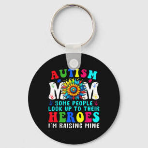 Autism Mum Raising Heroe Sunflower For Women Autis Key Ring