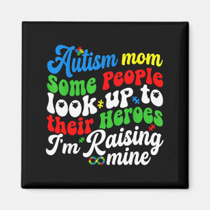 Autism mum raising my hero groovy retro puzzle magnet