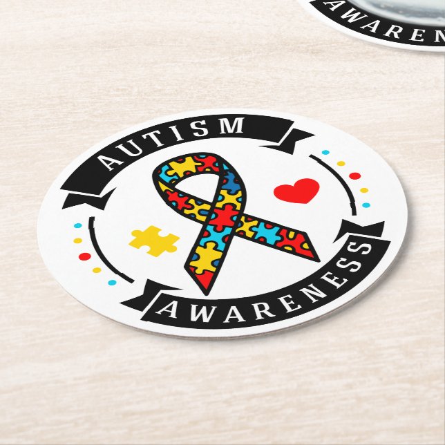 Autism Mum Round Coasters (Angled)