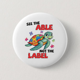 Autism Mum See The Able Autism Awareness Turtle Un 6 Cm Round Badge