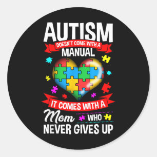 Autism Mum Shirt Women Autism Awareness Shirts Mum Classic Round Sticker