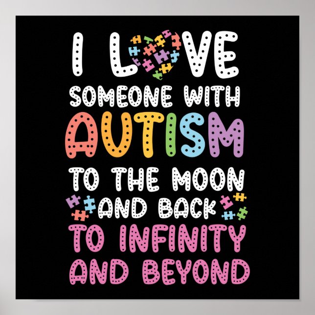 Autism Mum Sister Grandma I Love Someone With Poster (Front)