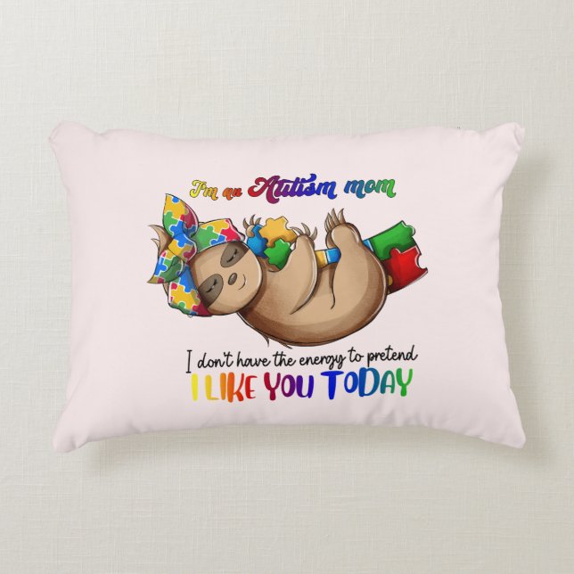 Autism Mum - Sloth Decorative Cushion (Front)