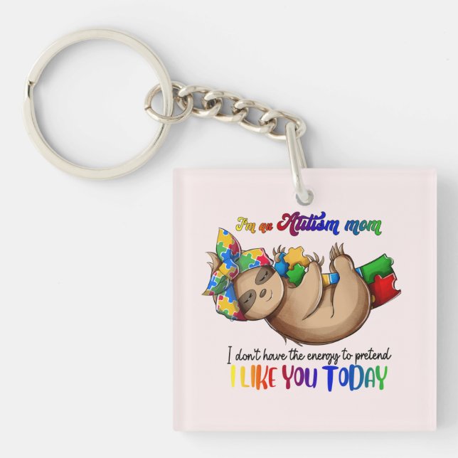 Autism Mum - Sloth Key Ring (Front)