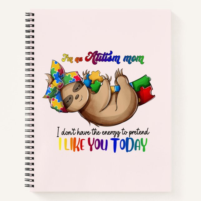 Autism Mum - Sloth Notebook (Front)