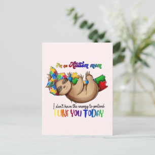 Autism Mum - Sloth Postcard