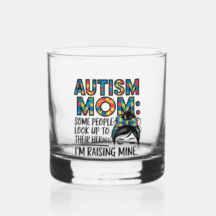 Autism Mum Some People Look Up to Their Heroes Whiskey Glass
