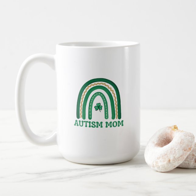 Autism Mum St. Patrick's Day Mug, 15 oz Coffee Mug (With Donut)