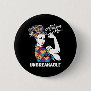 Autism Mum Unbreakable Autism Awareness Gift 6 Cm Round Badge