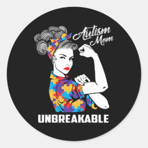 Autism Mum Unbreakable Autism Awareness Gift Classic Round Sticker