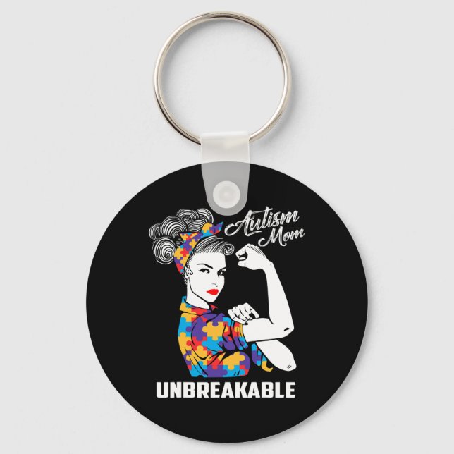 Autism Mum Unbreakable Autism Awareness Gift  Key Ring (Front)