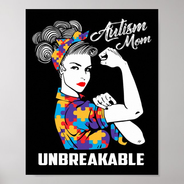 Autism Mum Unbreakable Autism Awareness Gift  Poster (Front)