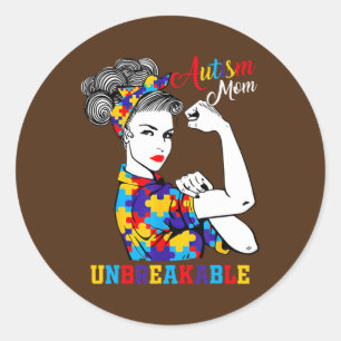 Autism Mum Unbreakable Autism Awareness Gifts Classic Round Sticker