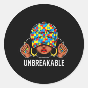 Autism Mum Unbreakable Autism Awareness Mum Mother Classic Round Sticker