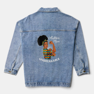 Autism Mum Unbreakable Black Woman Autism Awarene Denim Jacket