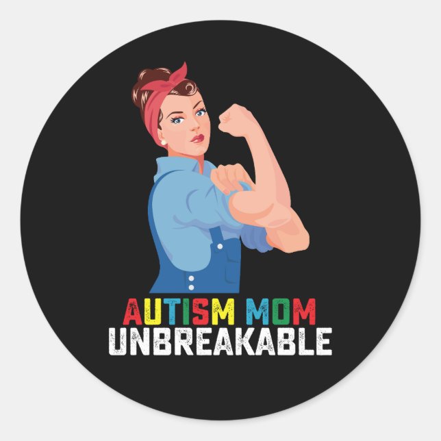 Autism Mum Unbreakable Proud Autistic Family Classic Round Sticker (Front)