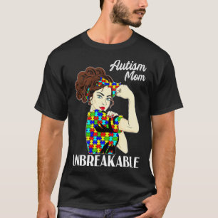 Autism Mum Unbreakable Puzzle Piece Autism Awarene T-Shirt