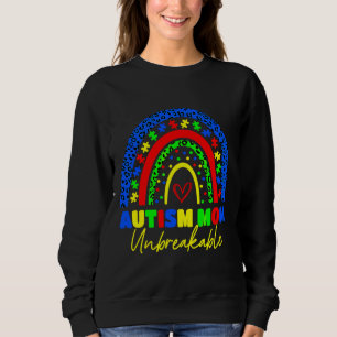Autism Mum Unbreakable Rainbow Leopard Women Kids  Sweatshirt