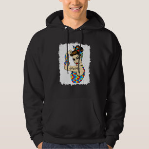 Autism Mum Unbreakable Rosie The Riveter Strong Wo Hoodie