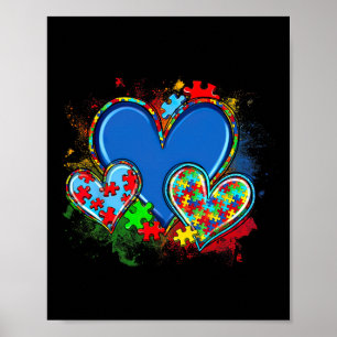 Autism Mum Watercolor Heart Neurodiversity  Poster