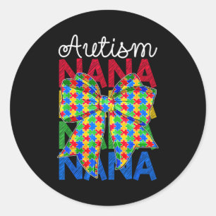 Autism nana autism awareness day coquette bow classic round sticker