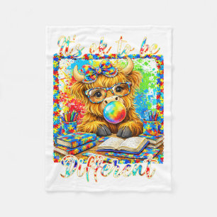 Autism Neurodiversity Highland Cow to Be Different Fleece Blanket