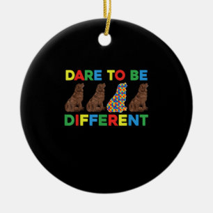Autism Newfoundland Dog Dad And Dog Mum Ceramic Ornament