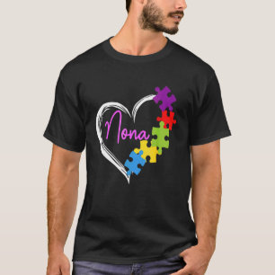 Autism Nona Mothers Day Heart Autism Awareness Wom T-Shirt
