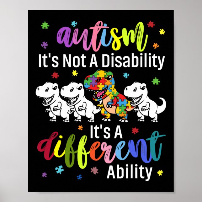 Autism Not A Disability It's A Different Ability D Poster (Front)