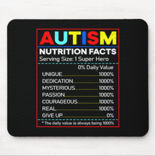 Autism Nutrition Facts Toddler Autism Awareness Mo Mouse Pad