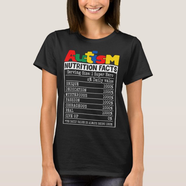 Autism Nutrition Facts Toddler Autism Awareness Mo T-Shirt (Front)