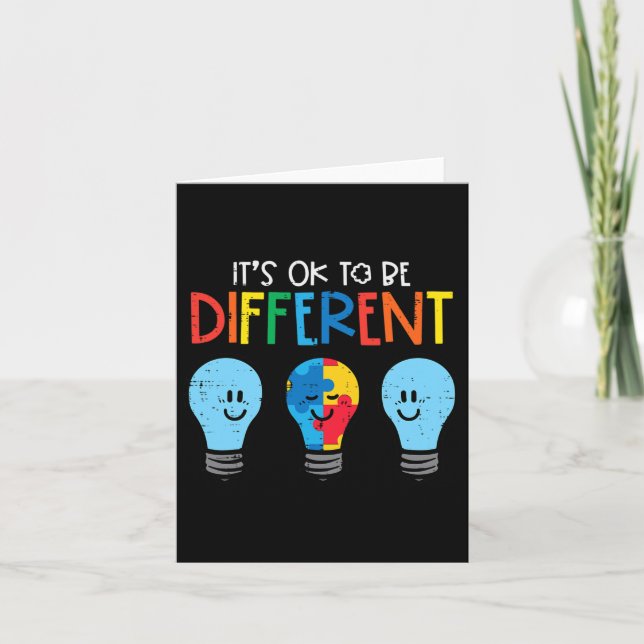 Autism Ok To Be Different Light Bulb Awareness Men Card (Front)